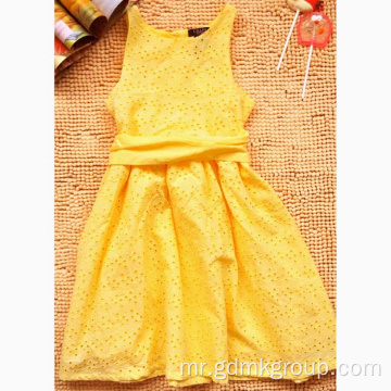 मुली नवीन पिवळ्या ग्रीष्मकालीन ड्रेस फॅशनेबल प्रिन्सेस ड्रेस